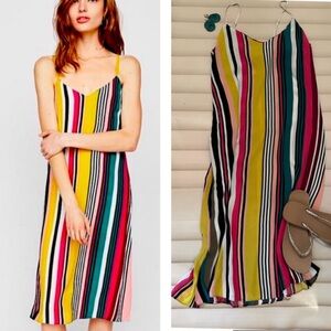 EXPRESS multicolor stripe sun dress size L